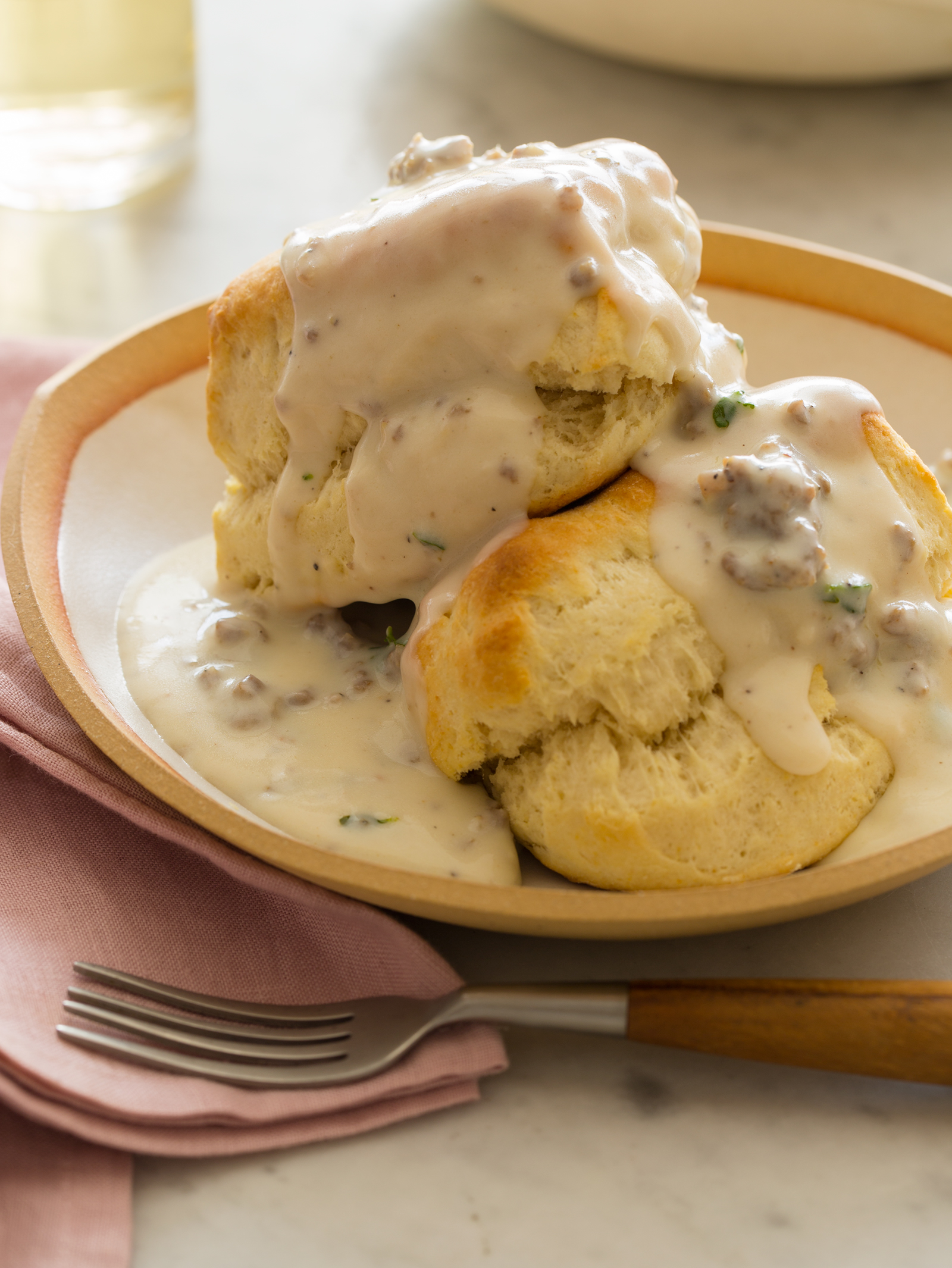 Biscuits and Gravy Spoon Fork Bacon