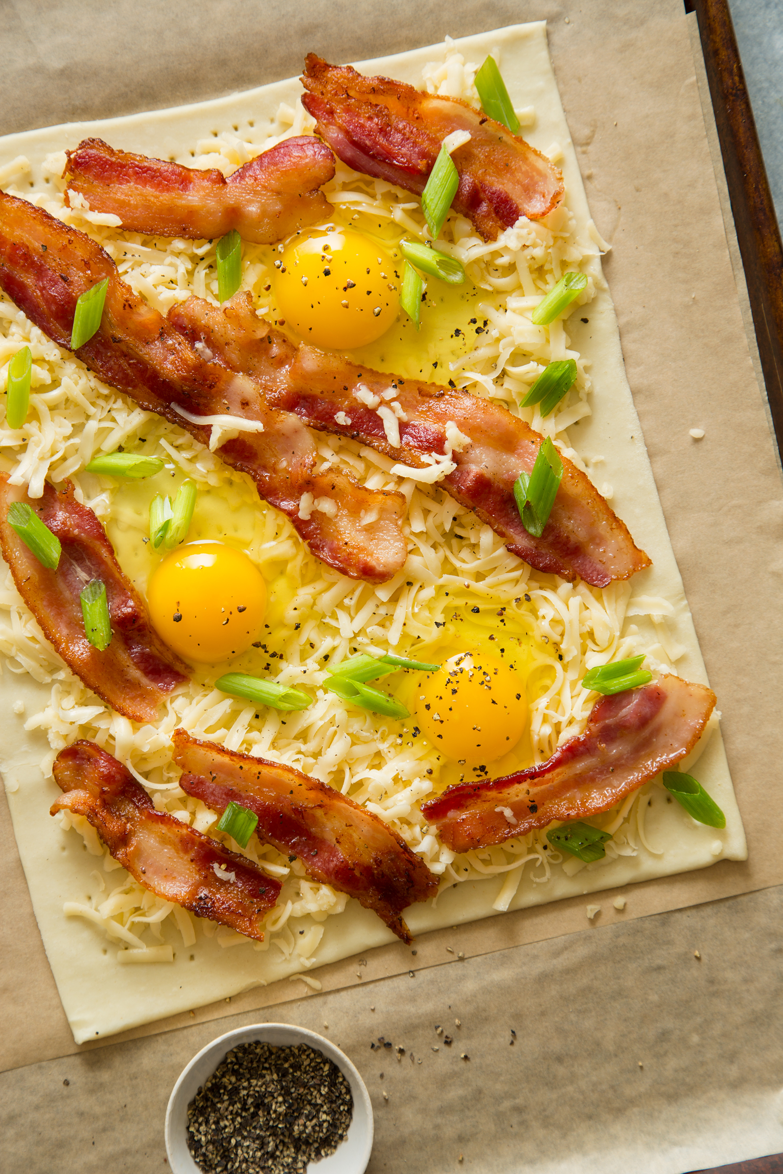 Breakfast Tart before it gets baked on a parchment. 