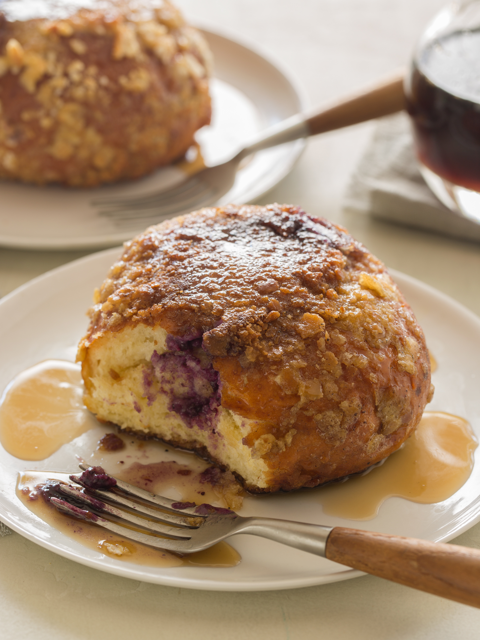 Blueberry and Mascarpone Stuffed French Toast Spoon Fork Bacon