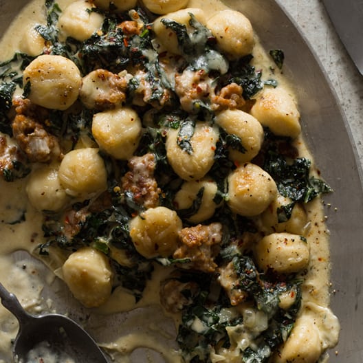 Sausage and Kale Baked Gnocchi Spoon Fork Bacon
