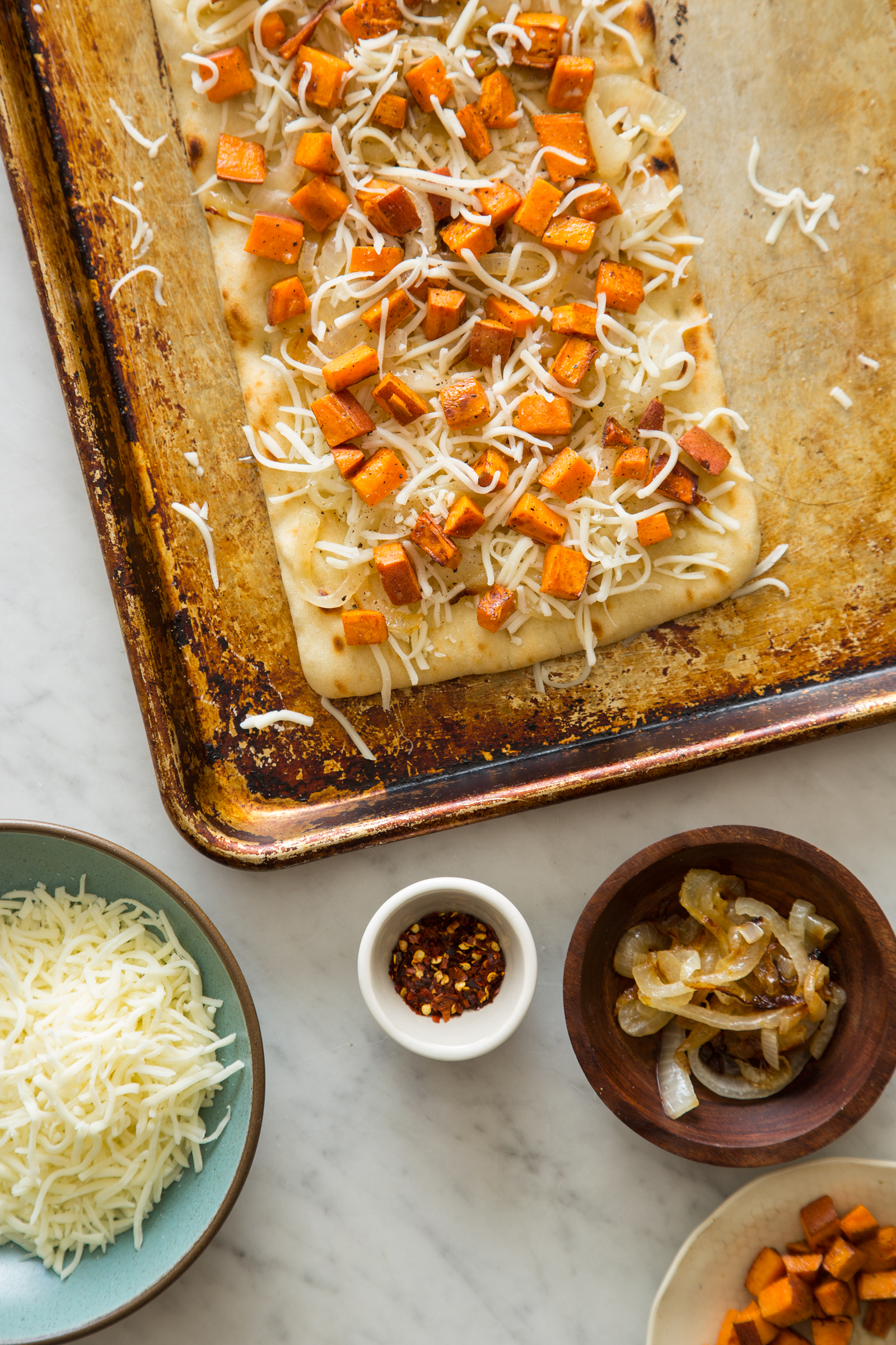 Roasted Sweet Potato and Caramelized Onion Flatbread