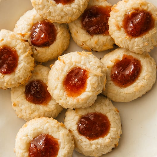 Coconut and Strawberry Thumbprint Cookies