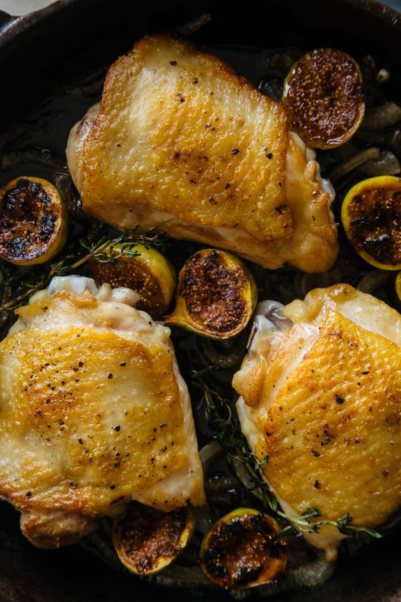 Garlic Roasted Chicken Thighs Spoon Fork Bacon