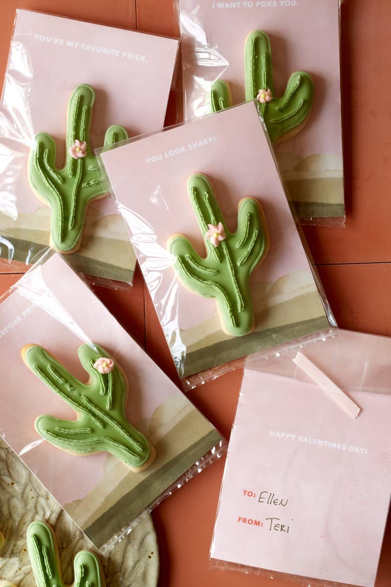 DIY cactus cookie valentines.