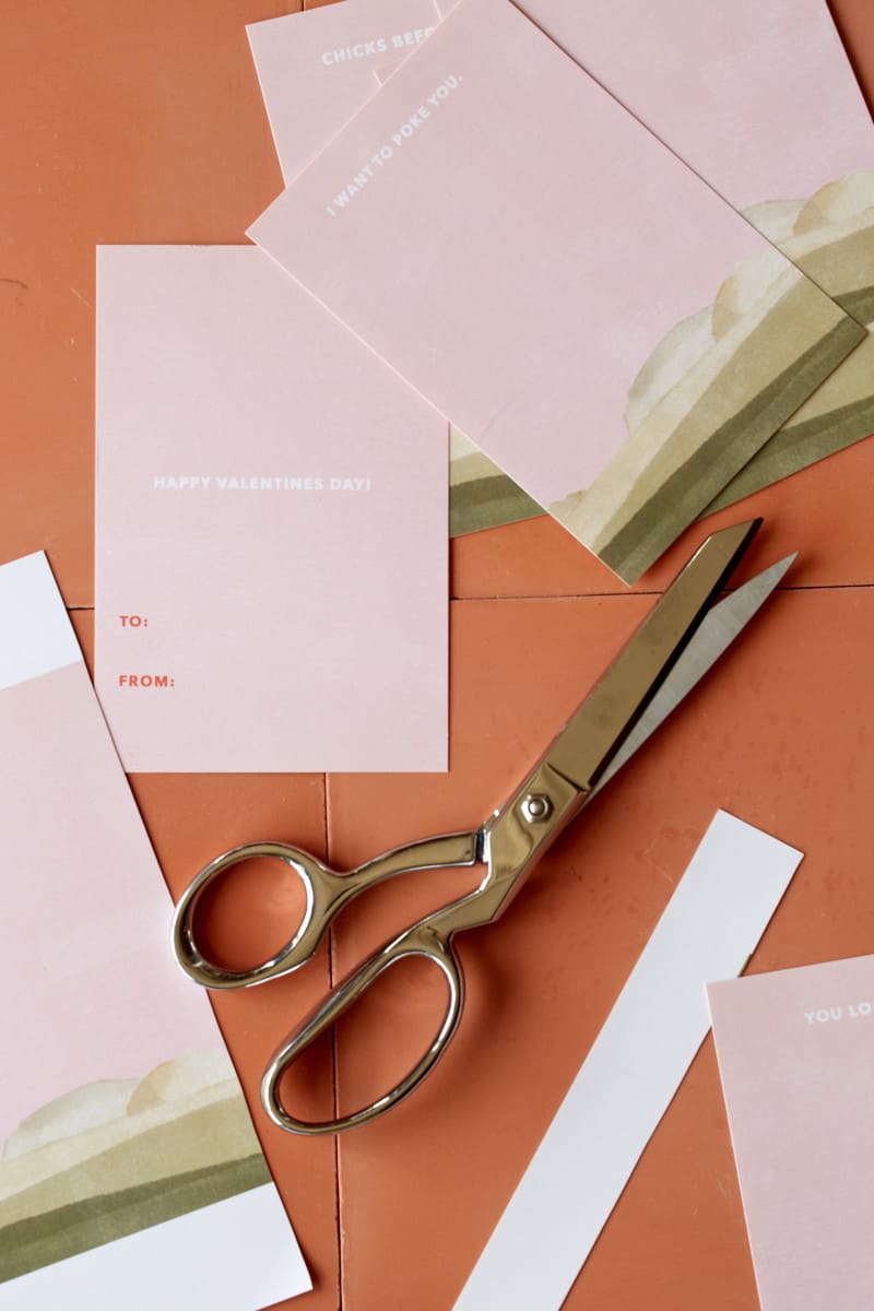 DIY valentines cards and scissors.