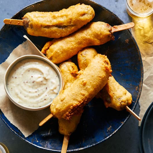 Pretzel Brat Corn Dogs