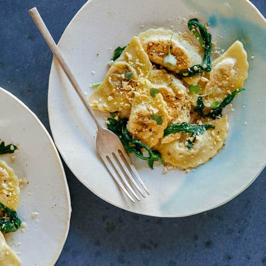 Wild Mushroom Mezzaluna with Garlic Butter Sauce