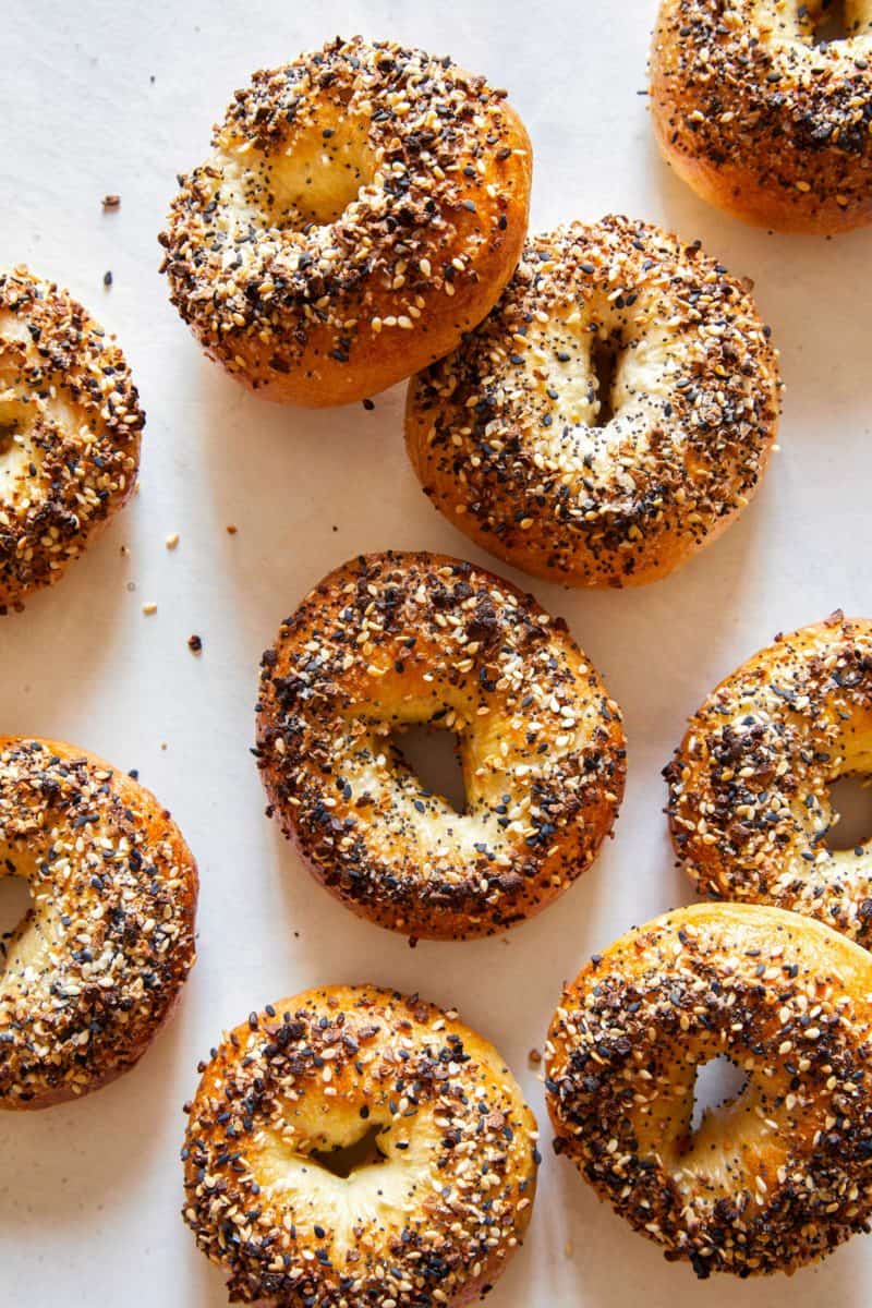 Several everything bagels.