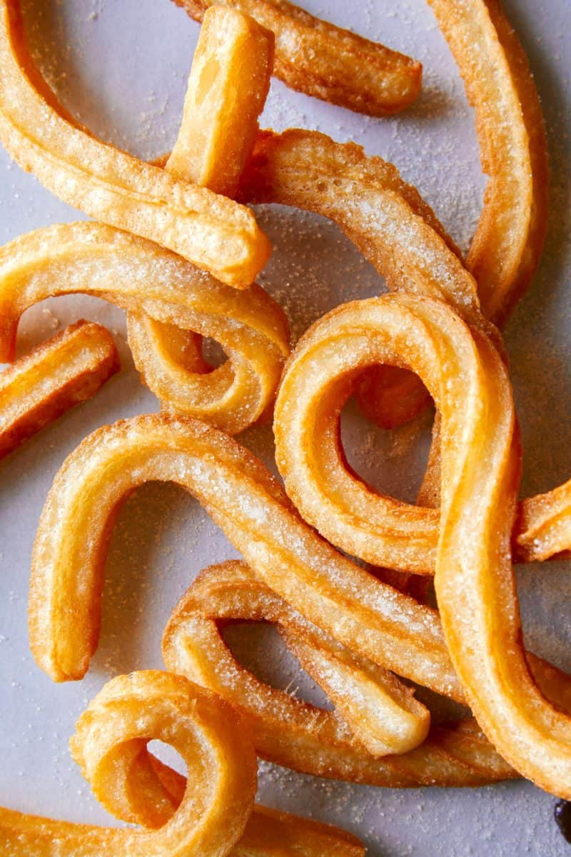 A close up of churros.