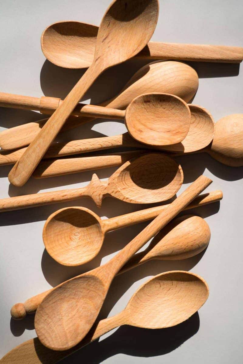 A variety of wooden spoons.