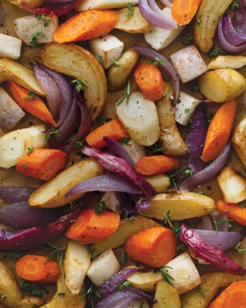 A recipe for Aromatic Roasted Root Vegetables. An easy side dish!