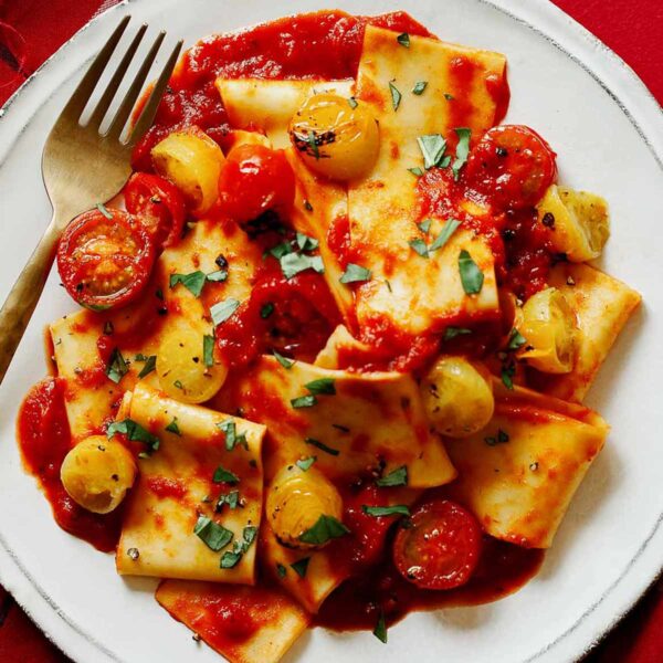 Pappardelle Pasta with a Roasted Cherry Tomato Sauce recipe