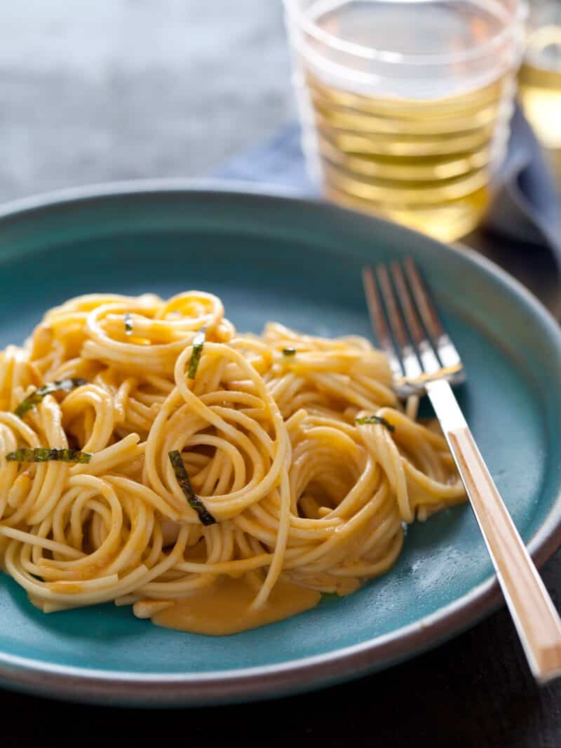 A recipe for Uni Spaghetti with nori.