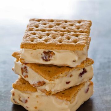A recipe for Salted Caramel and Candied Bacon Ice Cream.