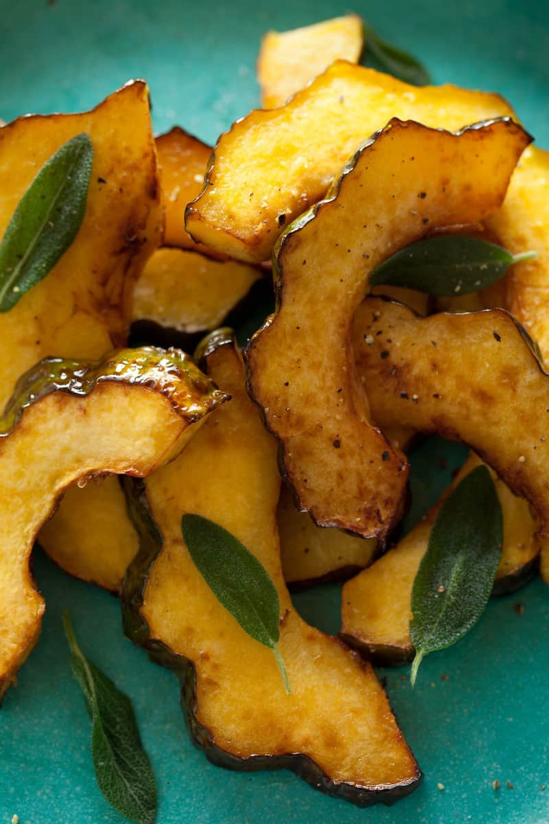 Maple Glazed Roasted Acorn Squash with sage recipe.