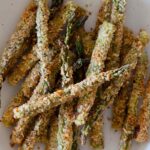 Baked Asparagus Fries with a trio of dipping sauces.