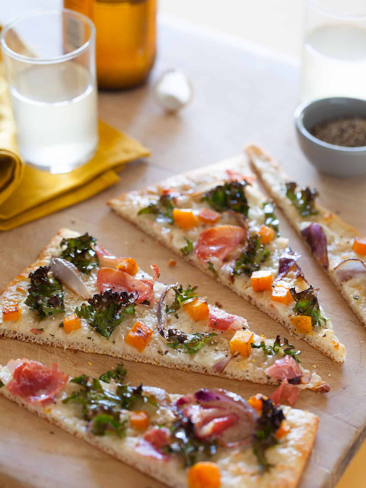 Proscuitto Kale and Butternut Squash Pizza recipe.