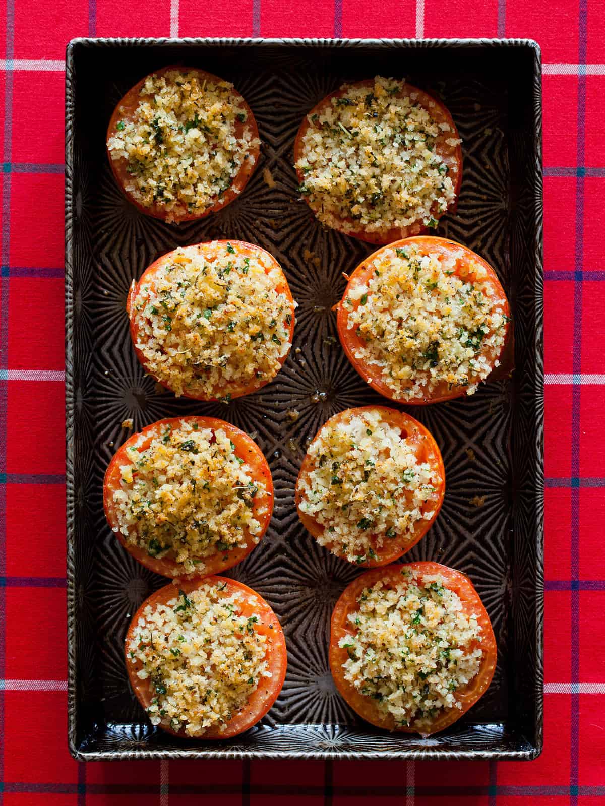 Herb and Panko Crusted Baked Tomatoes Spoon Fork Bacon