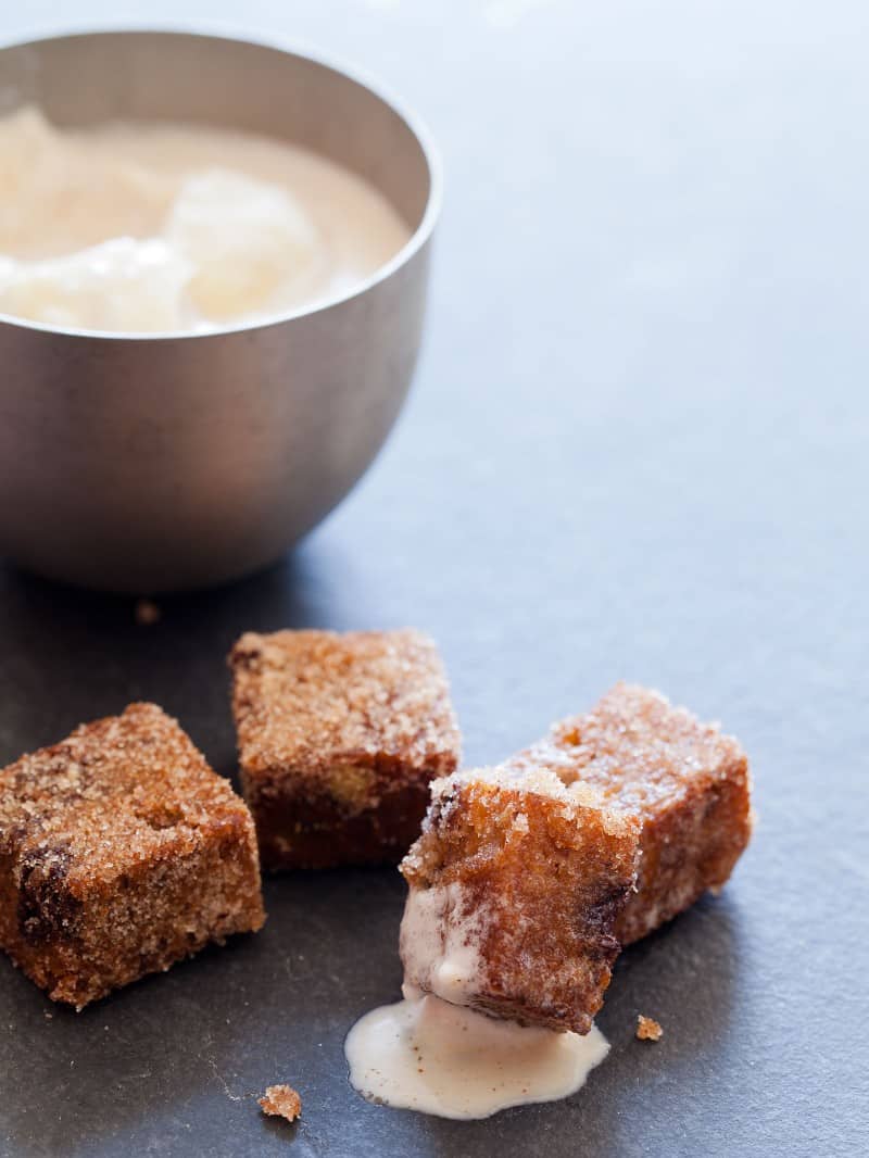 A recipe for Banana Bread Churro bites.