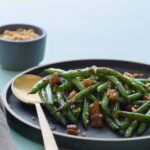 A recipe for Asian Style Green Beans with Crispy Cubes of Pork