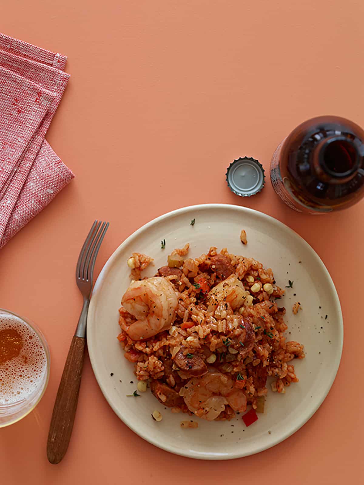 A recipe for shrimp and Andouille Jambalaya