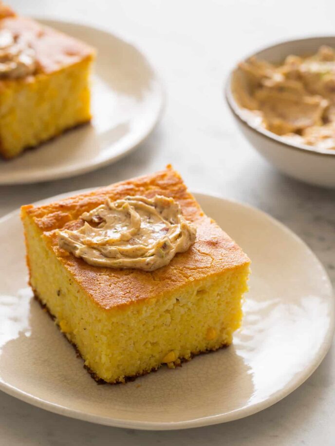 Buttermilk Cornbread with Bacon Lime Chili Butter