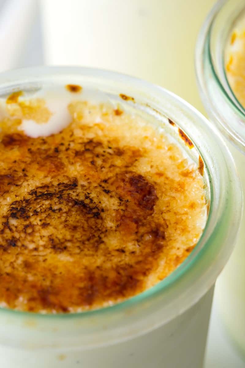 A close up on the top of the creme brûlée frozen custard.