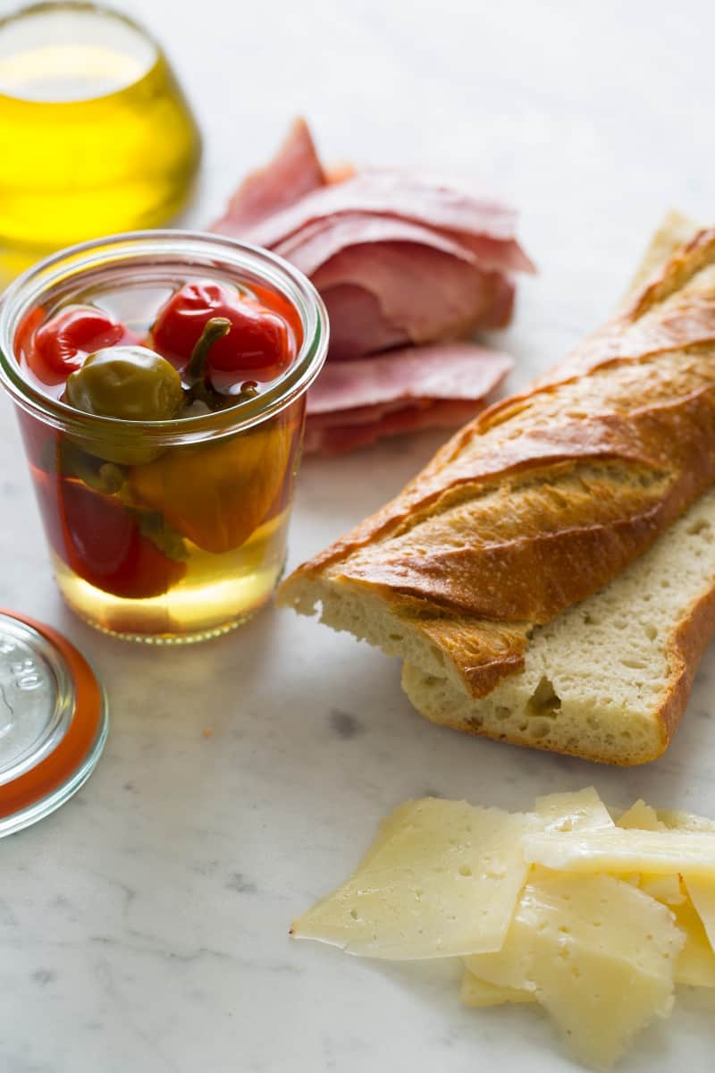 A close up of ingredients for bocadillo bites.