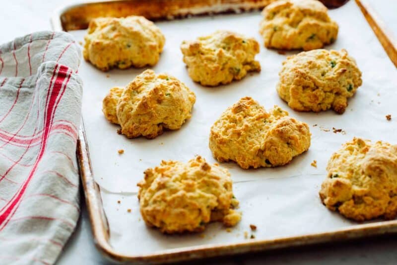 Cornmeal and Jalapeño Cheddar Biscuits right out of the oven.