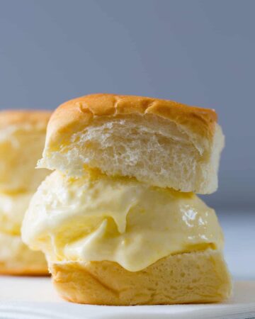A close up of a sweet corn ice cream sandwich.