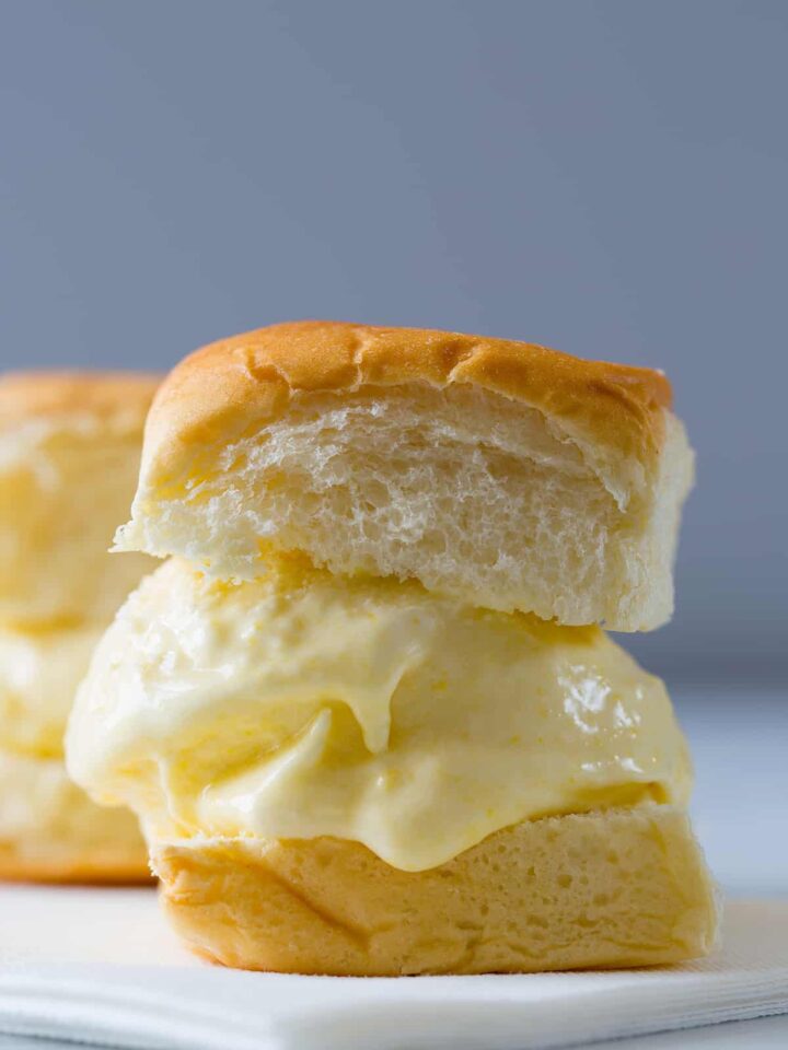 A close up of a sweet corn ice cream sandwich.