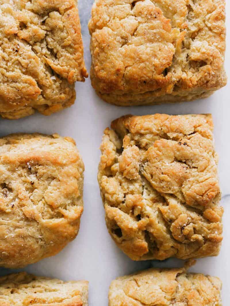 Close up of flaky Brown Butter Biscuits recipe