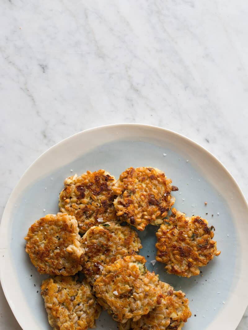 Cheesy Apple Farro Cakes