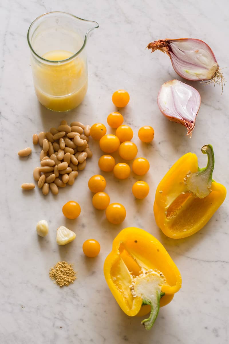 Ingredients, corn not included, for sweet corn gazpacho.