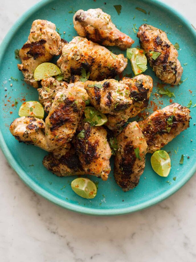 Cilantro Lime and Yogurt Grilled Chicken Wings