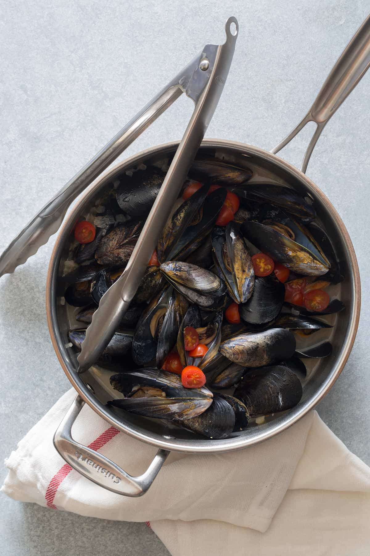 White Wine Steamed Mussels Spoon Fork Bacon