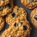 A close up of blueberry and cardamom oat cookies.