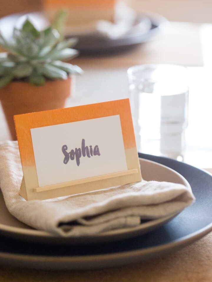 Dip Dye balsa wood place card name card DIY