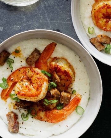 Bowls of shrimp and grits.