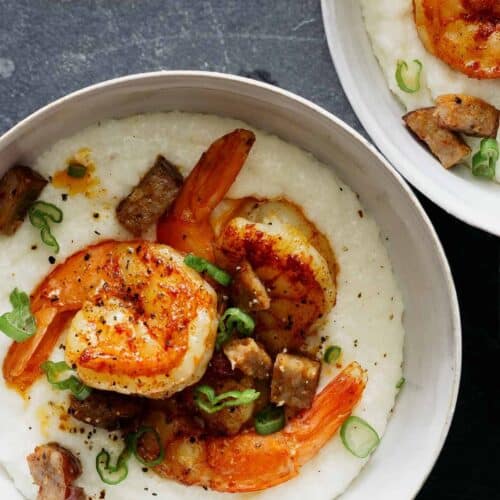 Bowls of shrimp and grits.