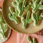 Cactus cookies on a plate.