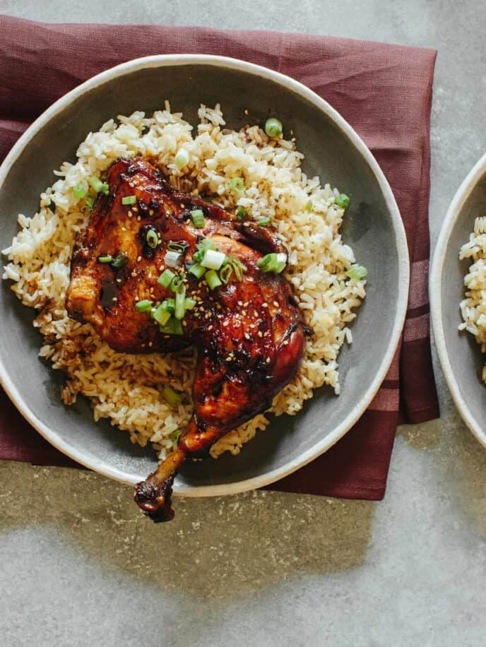 Garlic and ginger braised chicken on rice.