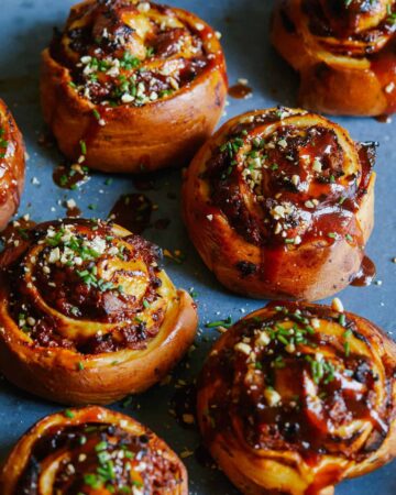 A close up of BBQ pulled pork rolls.