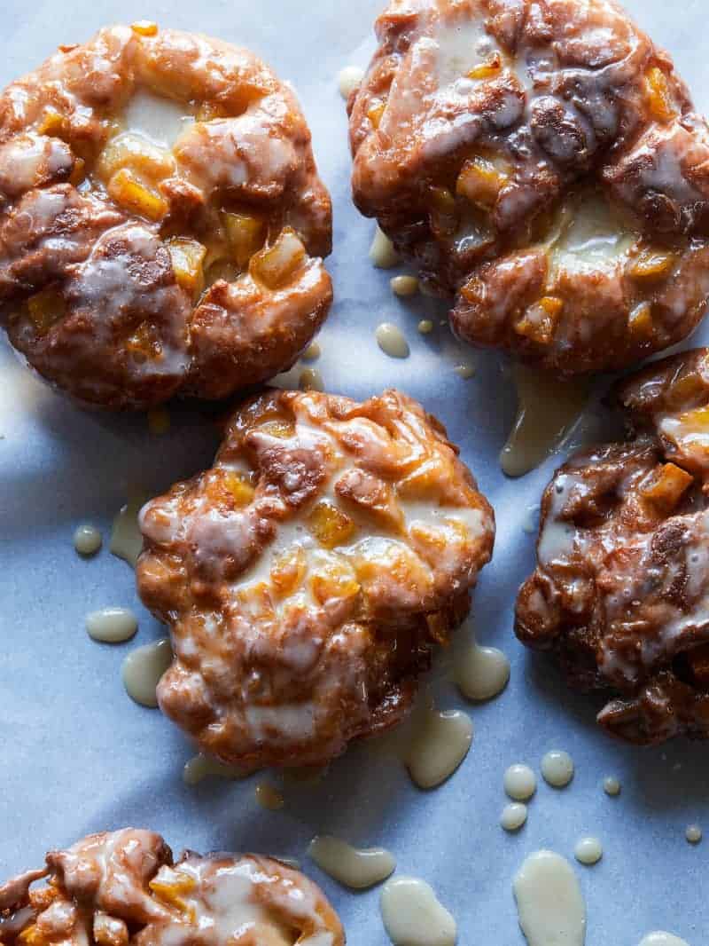 A close up of apple fritters.