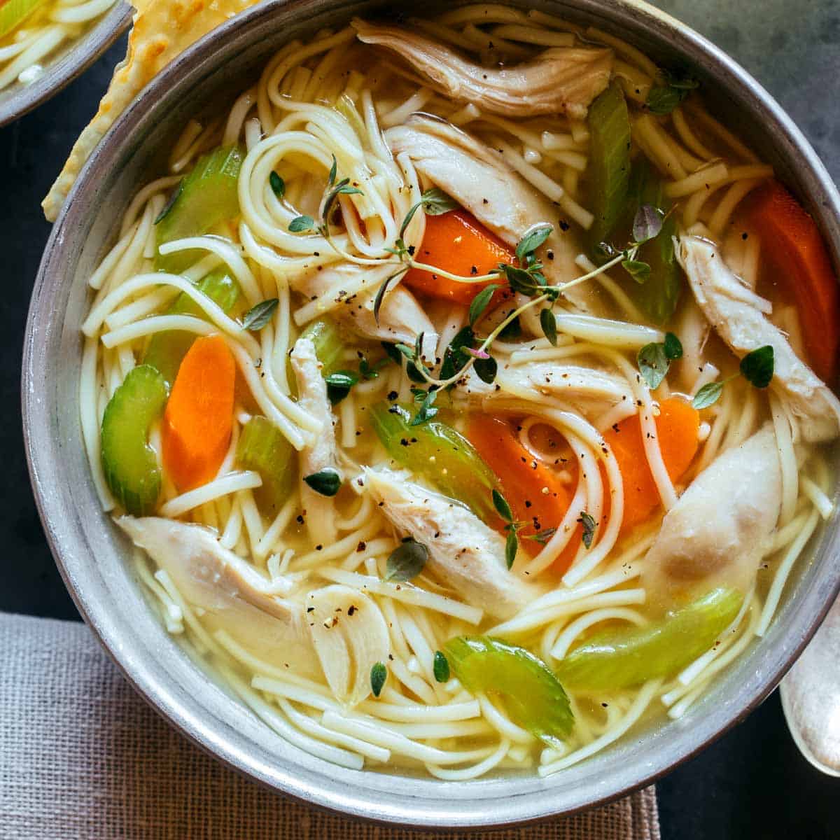 Chicken Noodle Soup Spoon Fork Bacon