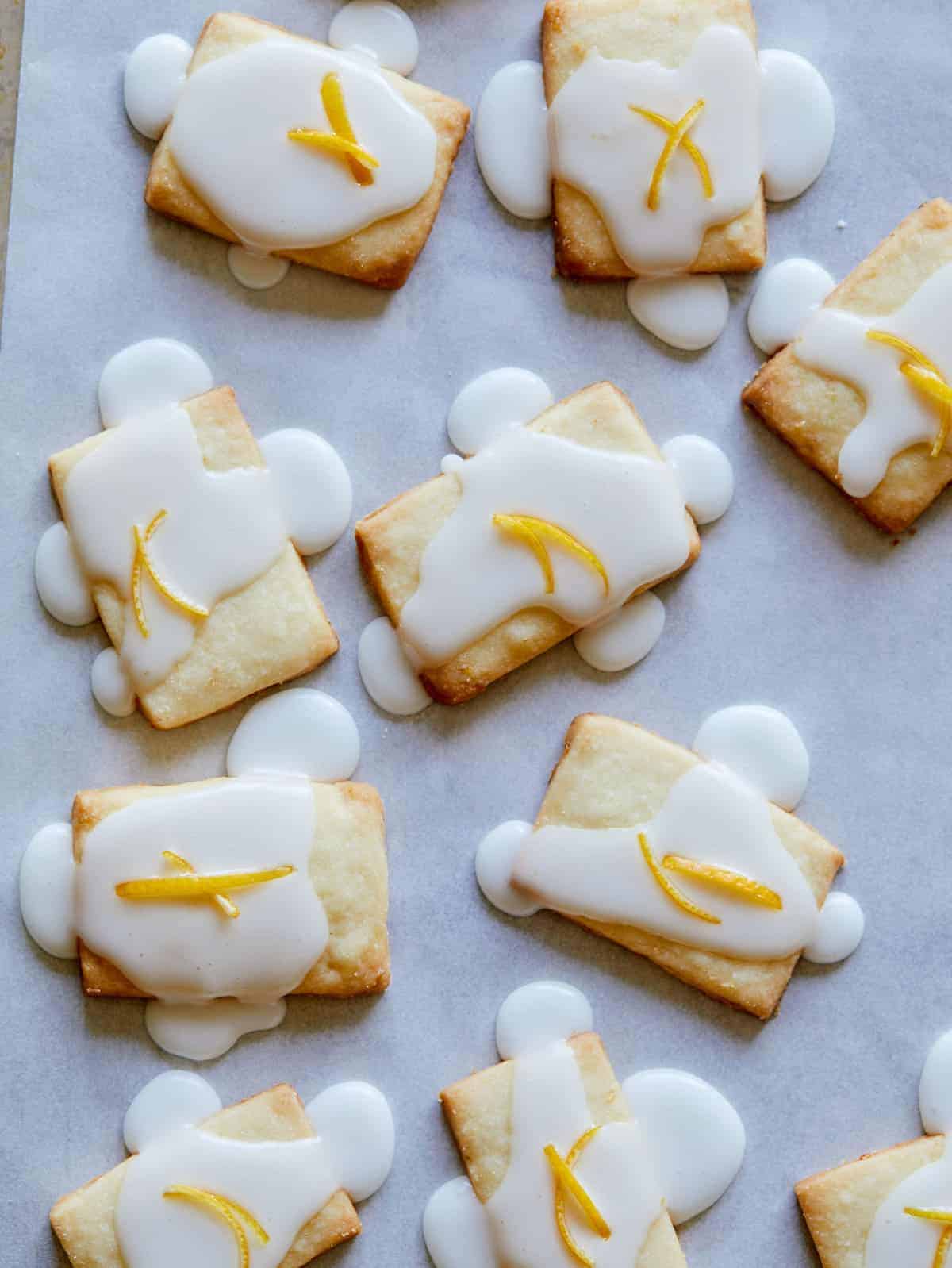 Meyer lemon meltaways garnished with lemon zest.