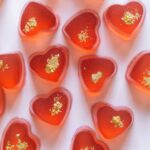 Gummy hearts made with rose and a little gold fleck.