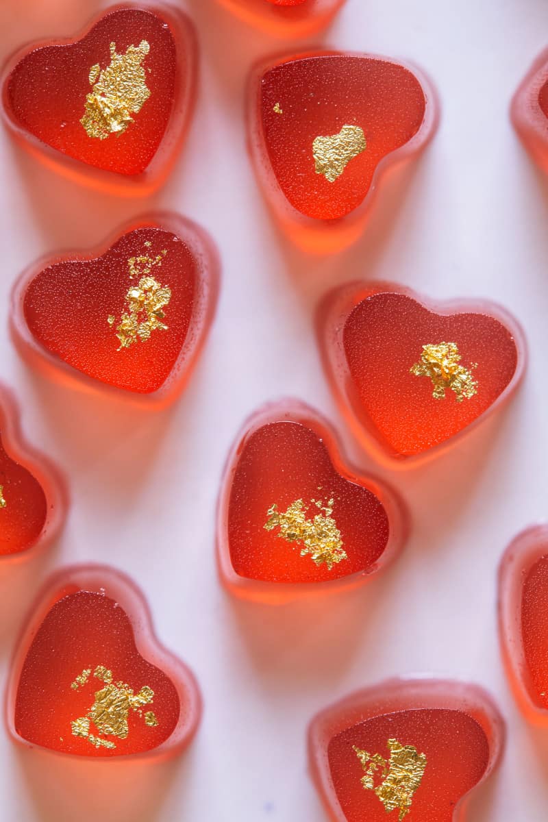 Gold gummy strawberries perfect for valentines day. 