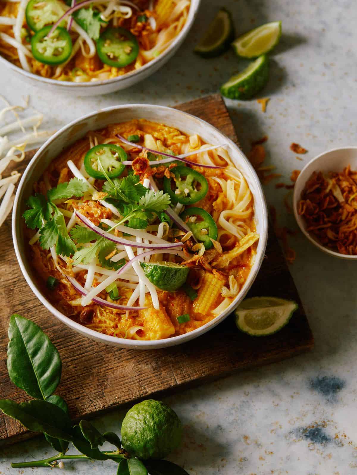 Spicy Chicken Laksa Spoon Fork Bacon