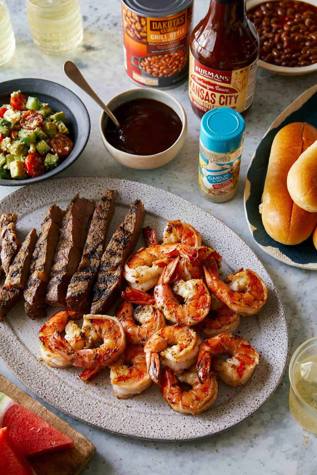 Grilled Shrimp and Steak Surf n’ Turf Spoon Fork Bacon